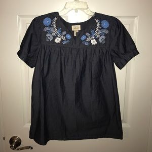 Levi's Floral Embroidered Chambray Top