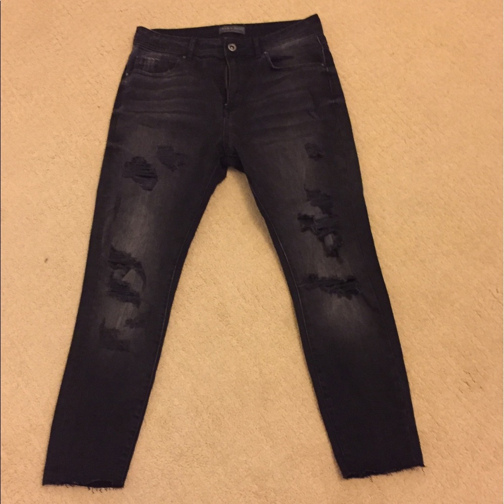 Zara black distressed skinny jeans