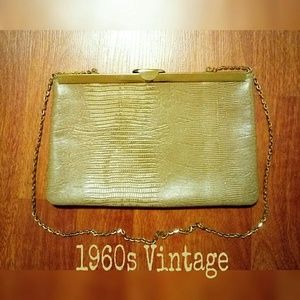 Vintage Rare Unique Tan Leather Clutch Bag Purse