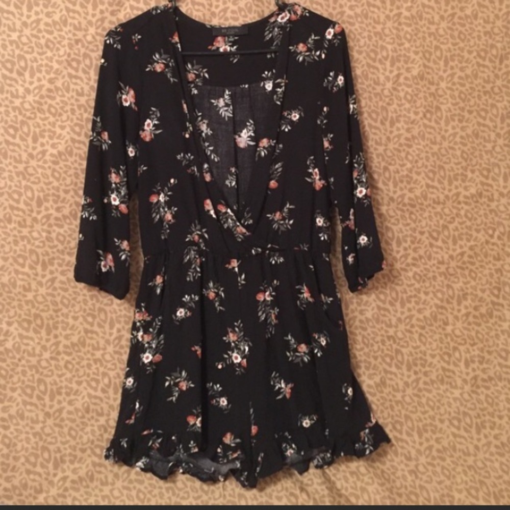 Black floral romper