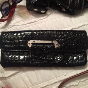 Black leather clutch