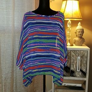 Poncho Style Flowy Blouse