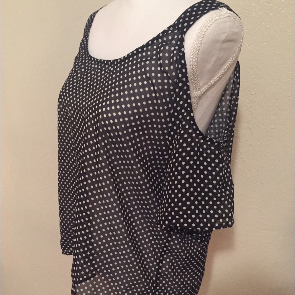Polka Dot Top-"Cut Out Shoulder" Large Wet Seal