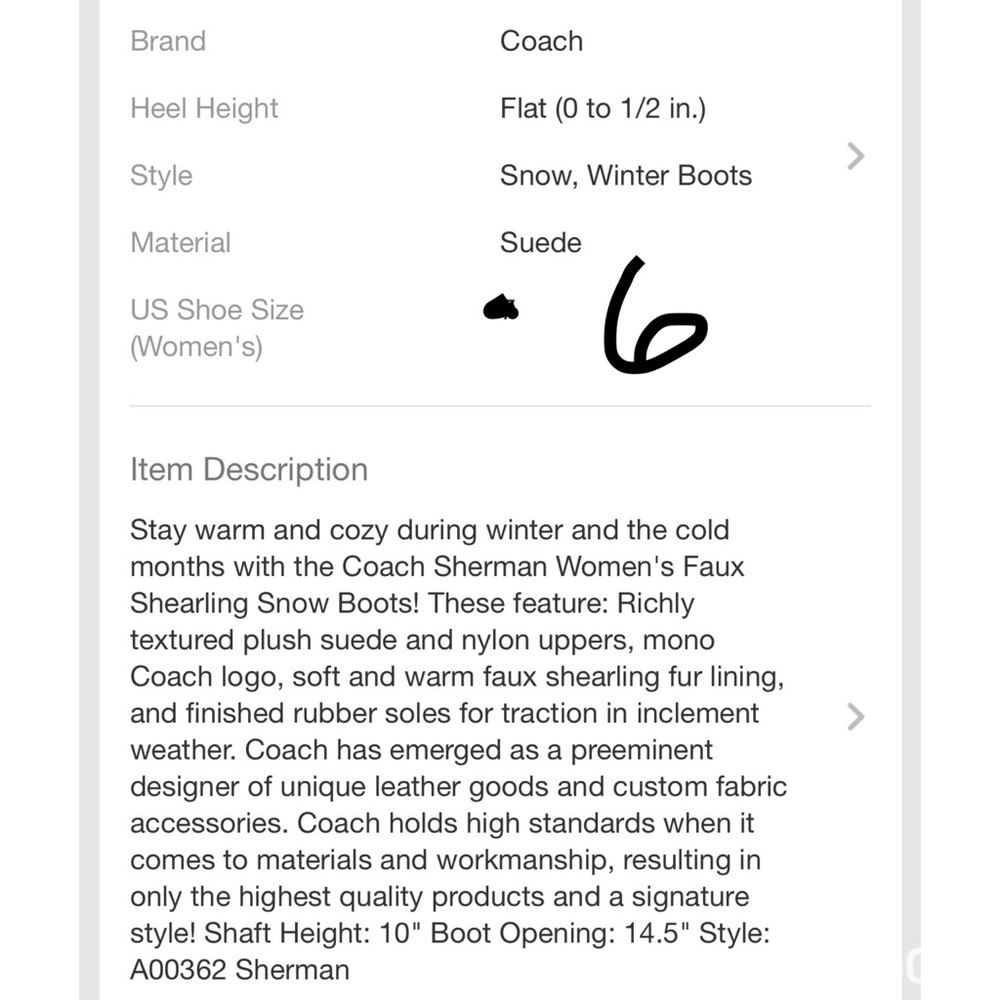 Coach Snow Boot Size 6 - Picture 2 of 8