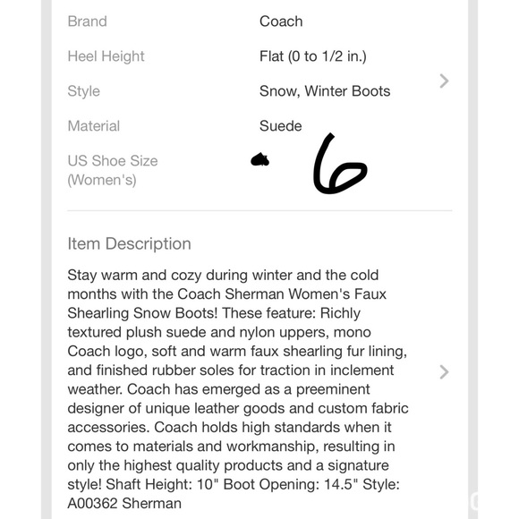 Coach Snow Boot Size 6 - Picture 2 of 8