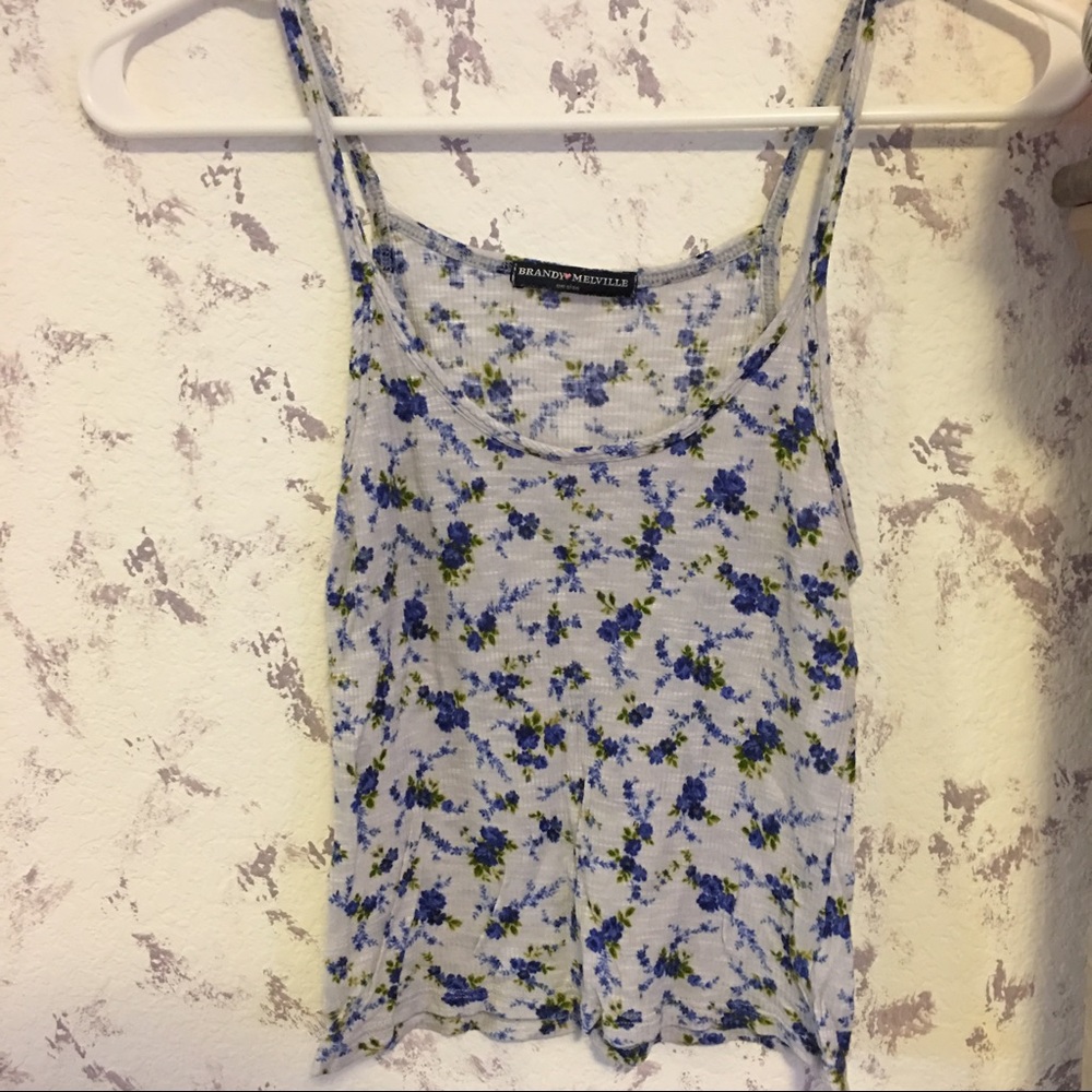 Brandy Melville blue floral print James tank