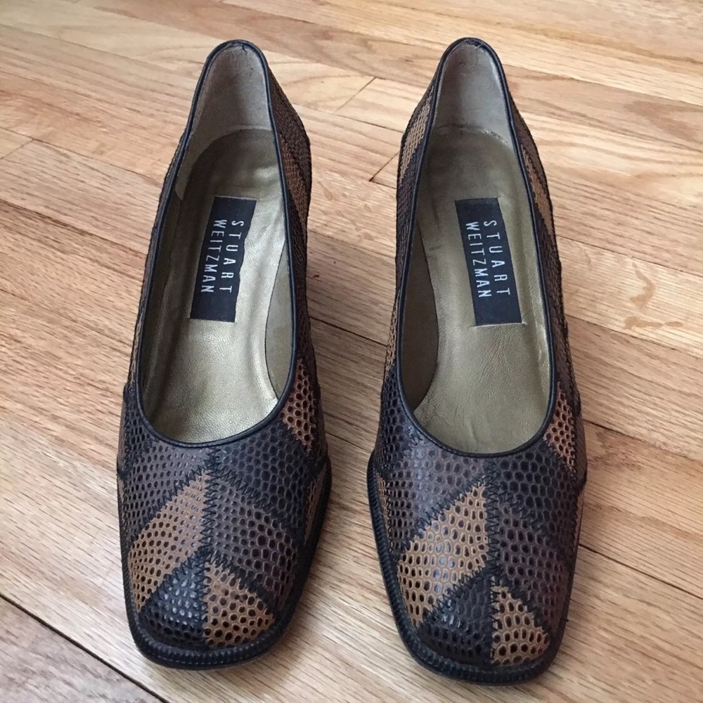 Vtg Stuart Weitzman Snake Print Heels EUR Sz 36