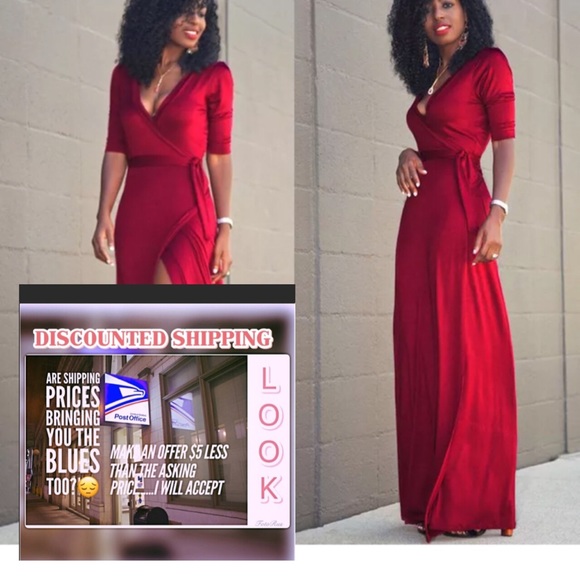 Sz L Full Length Cocktail Evening Maxi - Picture 2 of 4