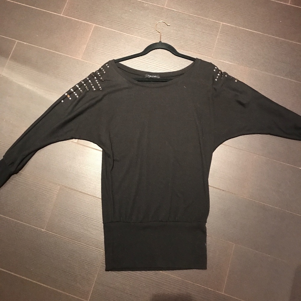 Studded long sleeve black top