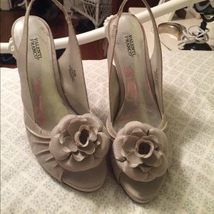 Silver flower heels