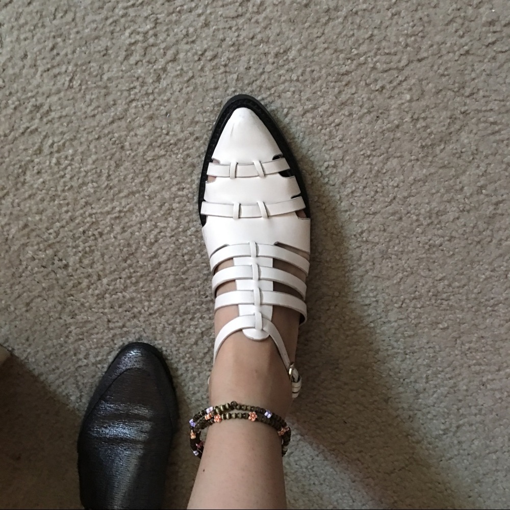 Rebecca Minkoff white leather caged sandals