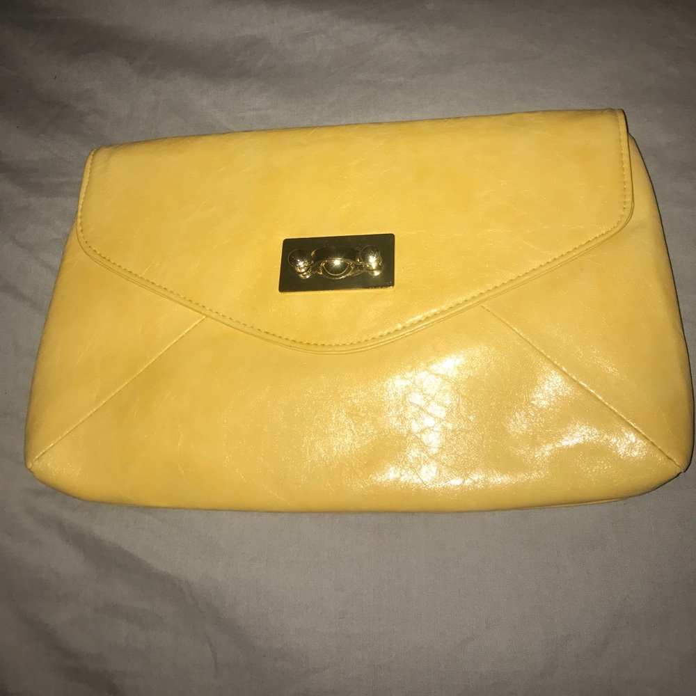 Faux yellow leather cutch
