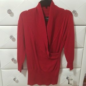 RED DRAPED SWEATER