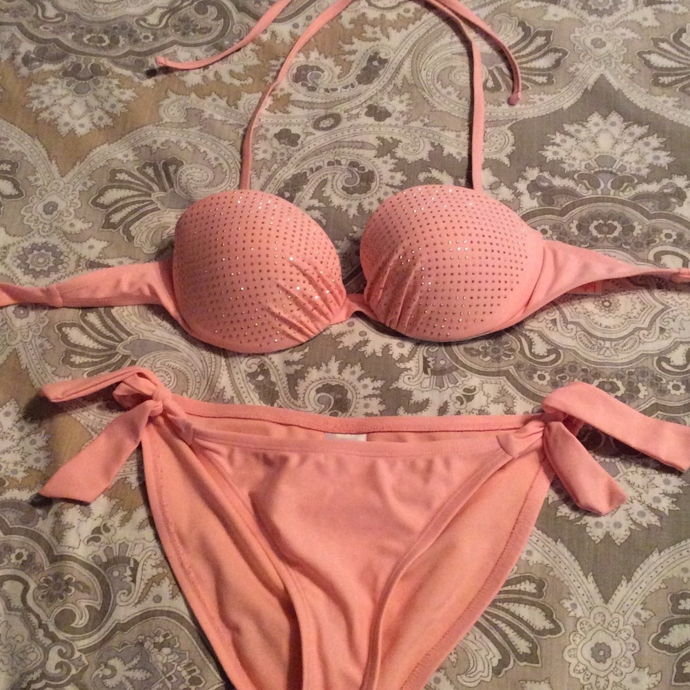 Xhilaration - Baby pink w/ gold bikini set