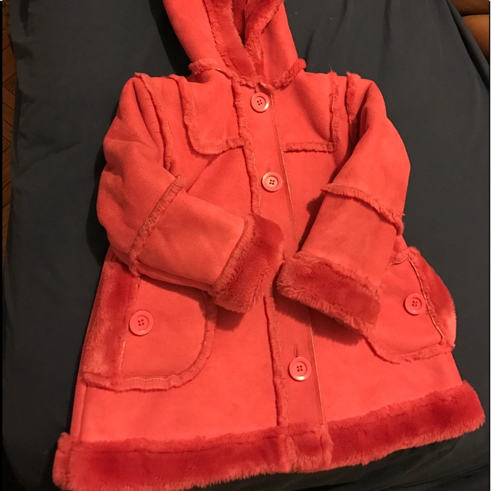 Toddlers pink faux fur shearling