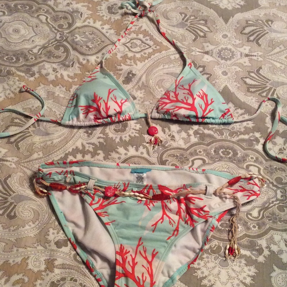 Old Navy - mint/coral triangle style bikini set