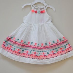 off white with multicolored embroidery dress