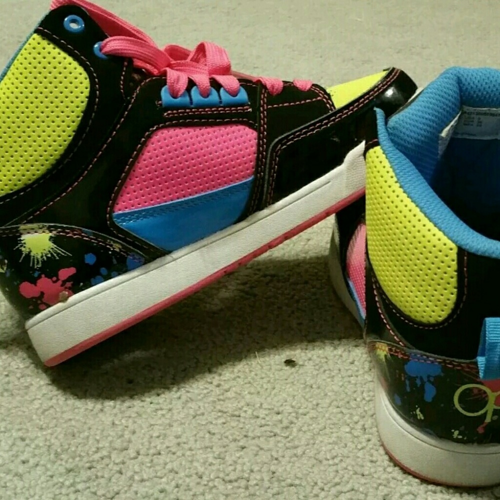 OP Paint Splatter High HI Top Sneakers Sz 3