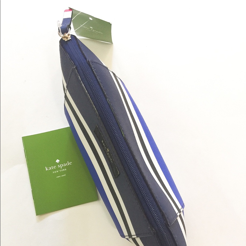 NWT Kate Spade blue striped leather case/bag - Picture 3 of 7