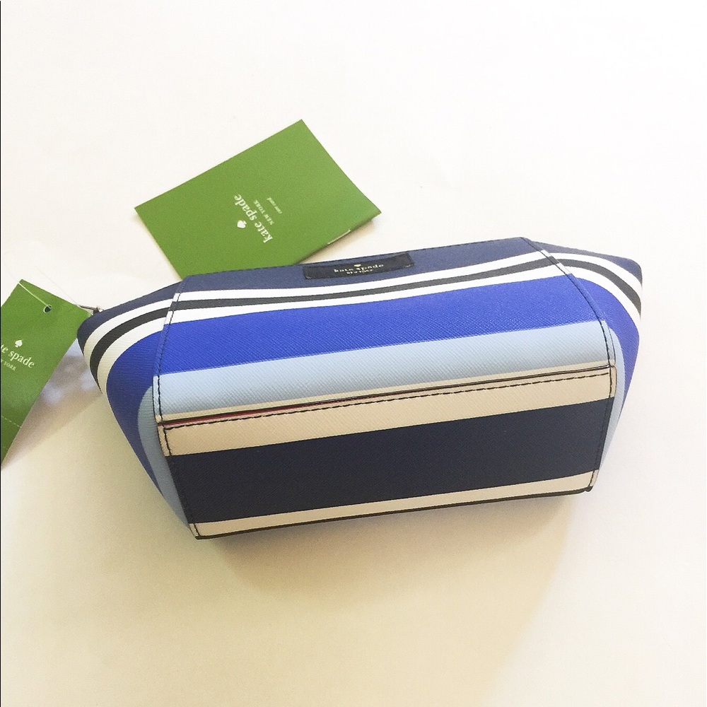 NWT Kate Spade blue striped leather case/bag - Picture 4 of 7
