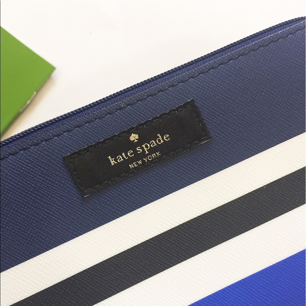 NWT Kate Spade blue striped leather case/bag - Picture 5 of 7