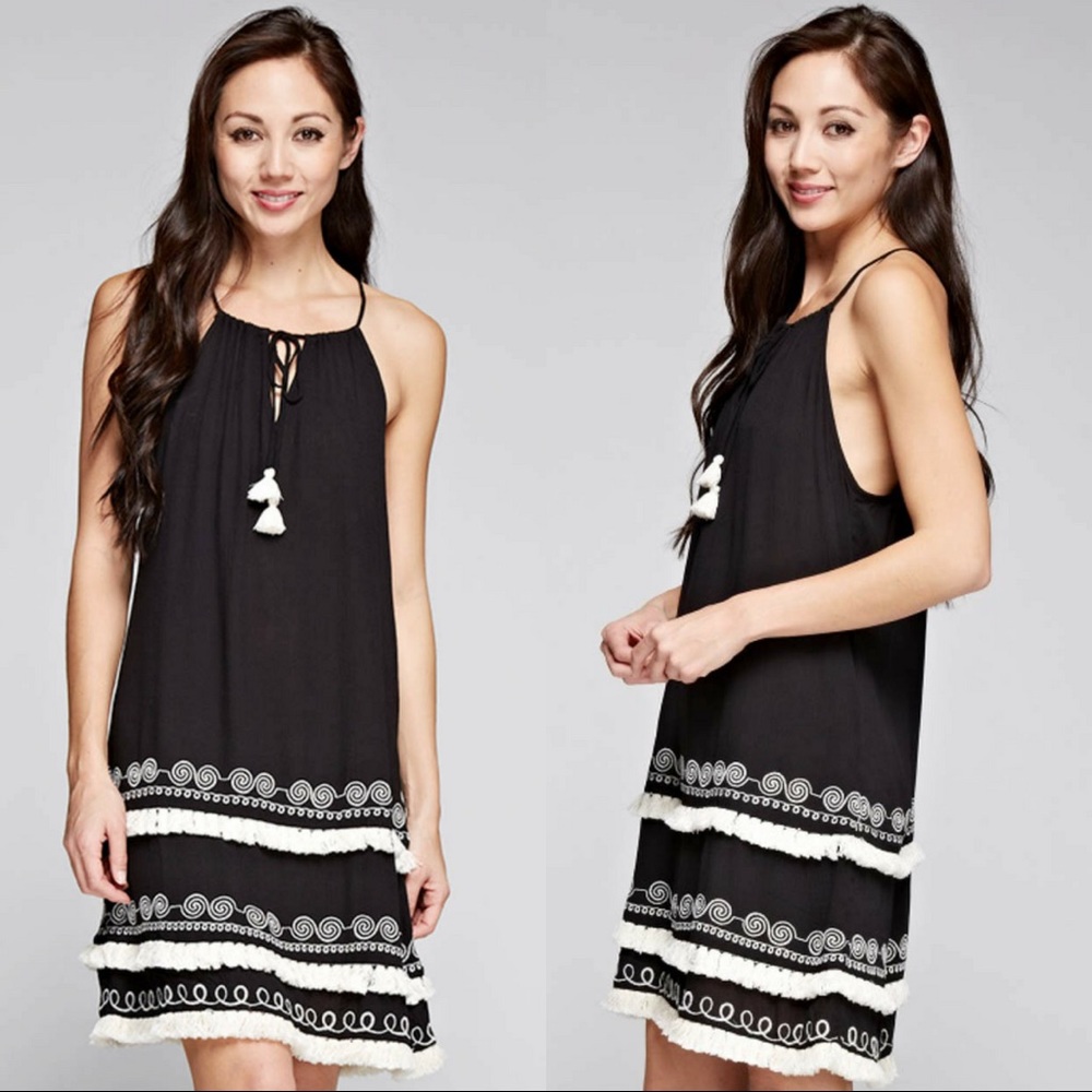‼️LAST ONE‼️🆕Embroidered Layer Fringe Dress