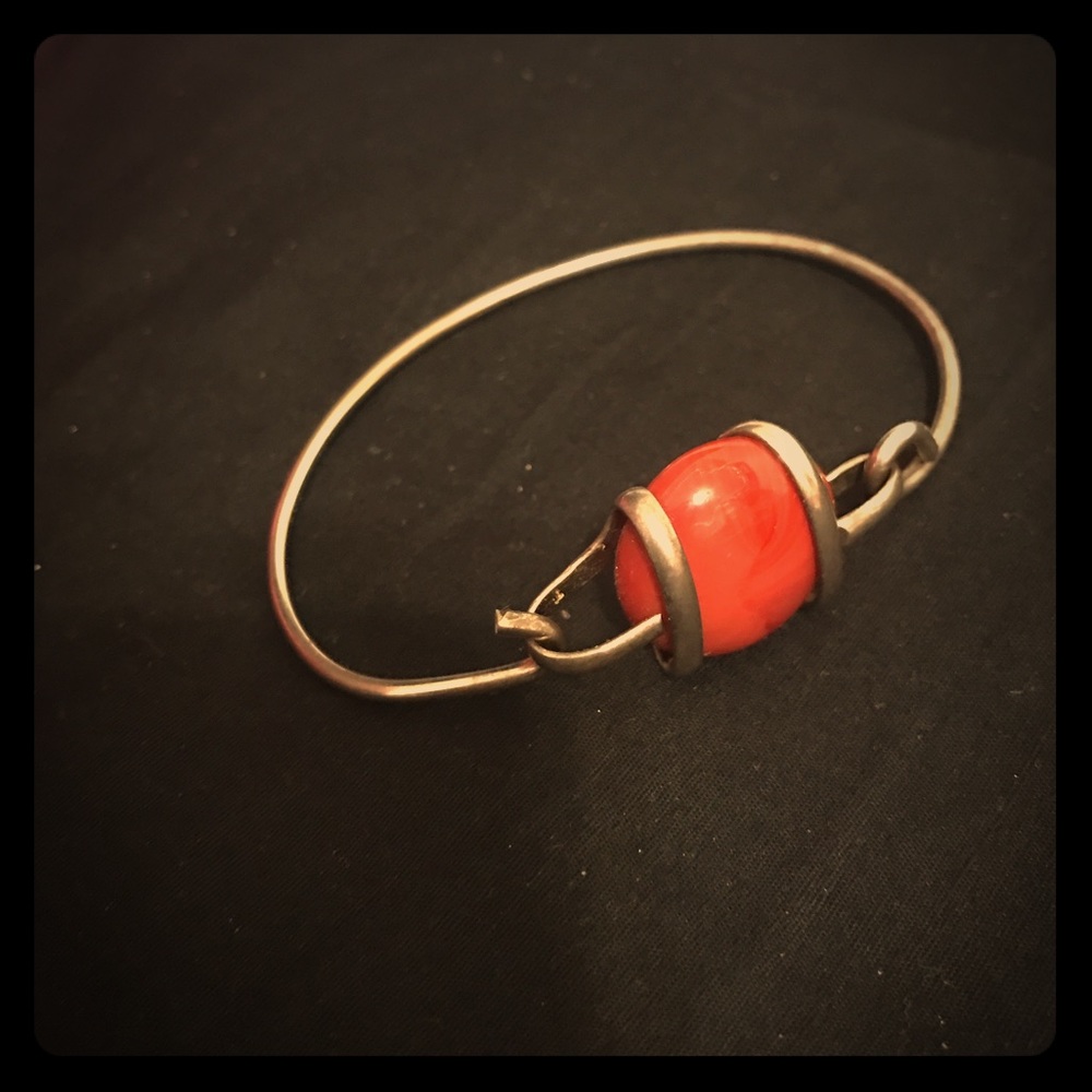 Silver and red bracelet