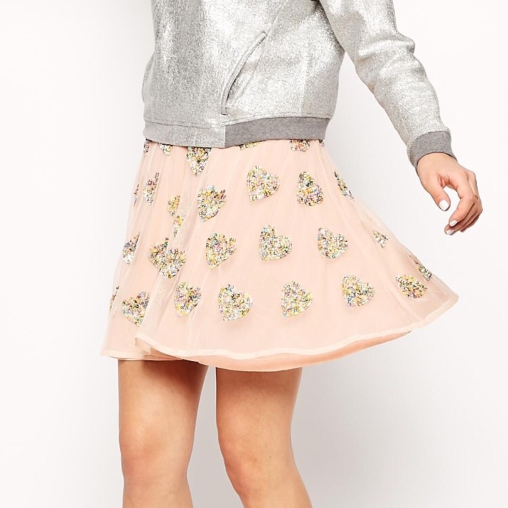 Asos Skater Skirt with Heart Embellishment