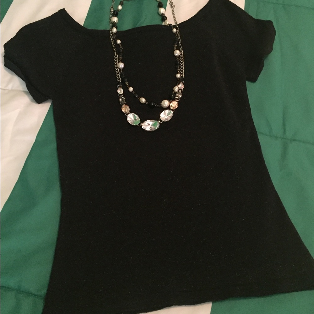 Nordstrom Black sparkle top short sleeves sparkly