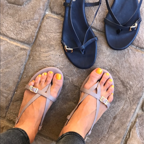 Taupe Strappy Artisan Hardware Leather Sandals - Picture 2 of 5