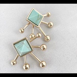 Turquoise Starburst Ear Jackets