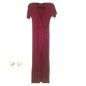 Forever 21 maroon wrap maxi dress