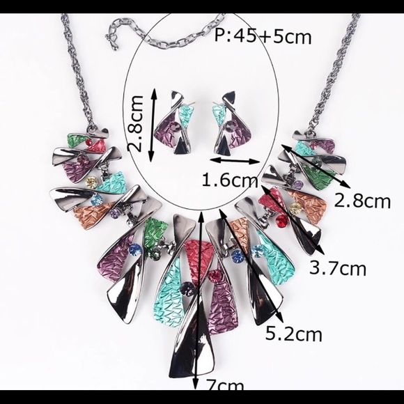 🔴Multi-Colored Statement Necklace & Earring Set. - Picture 2 of 2