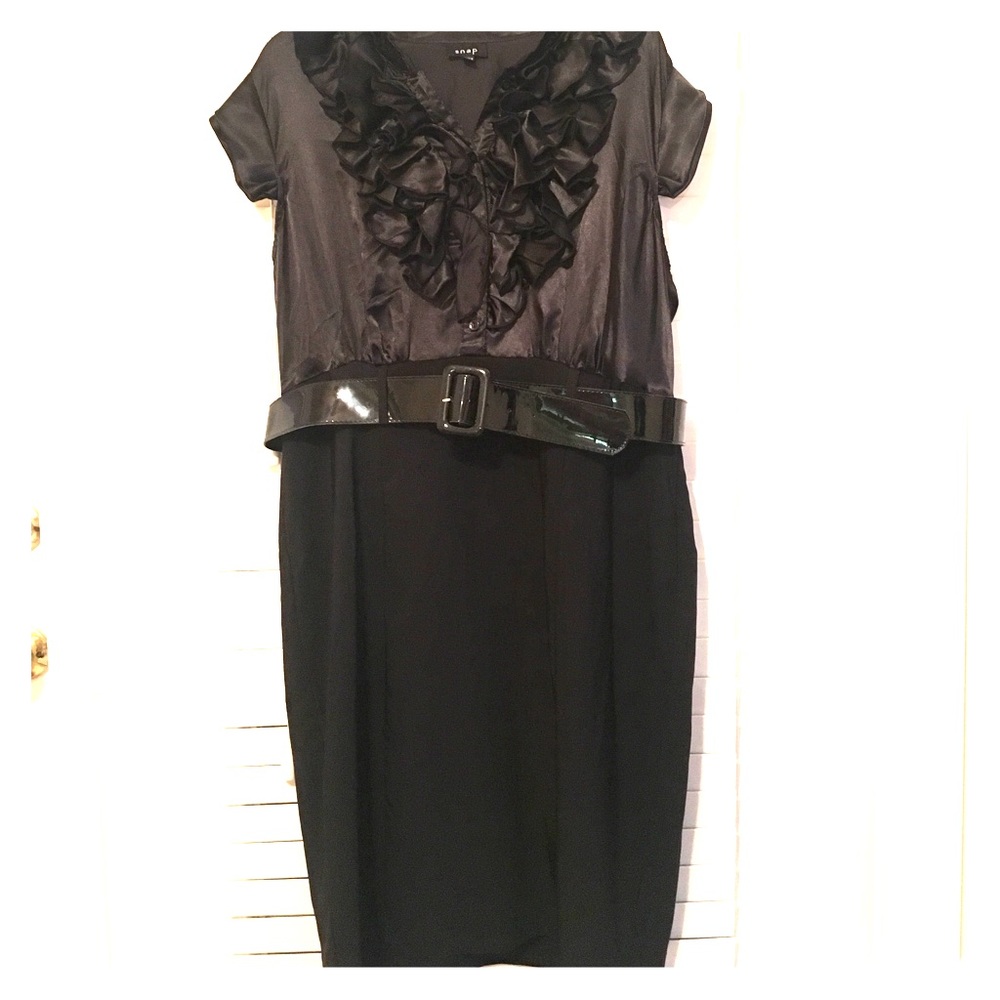 Plus size Black Ruffle Belted Pencil Dress sz 20