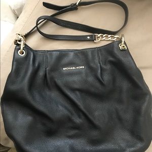 Michael Kors black leather cross body purse