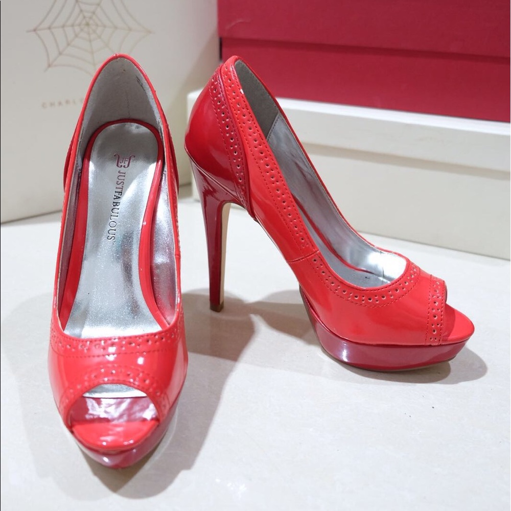 JustFab Red Open-Toe Heels