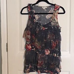 Grey/Blue ruffle Top