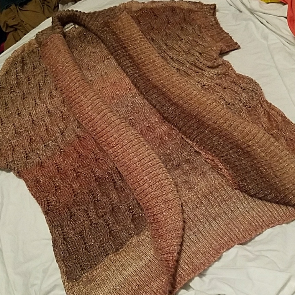 Metallic short sleeve cardigan