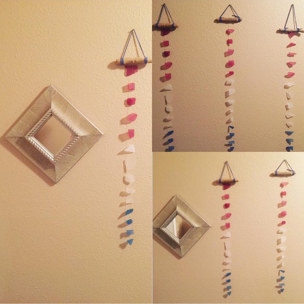 PATRIOTIC 🎆 One Of A Kind Sea Glass Wall Hanging
