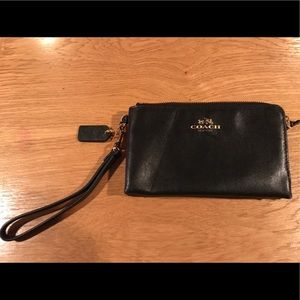 COACH Wristlet- Black Leather