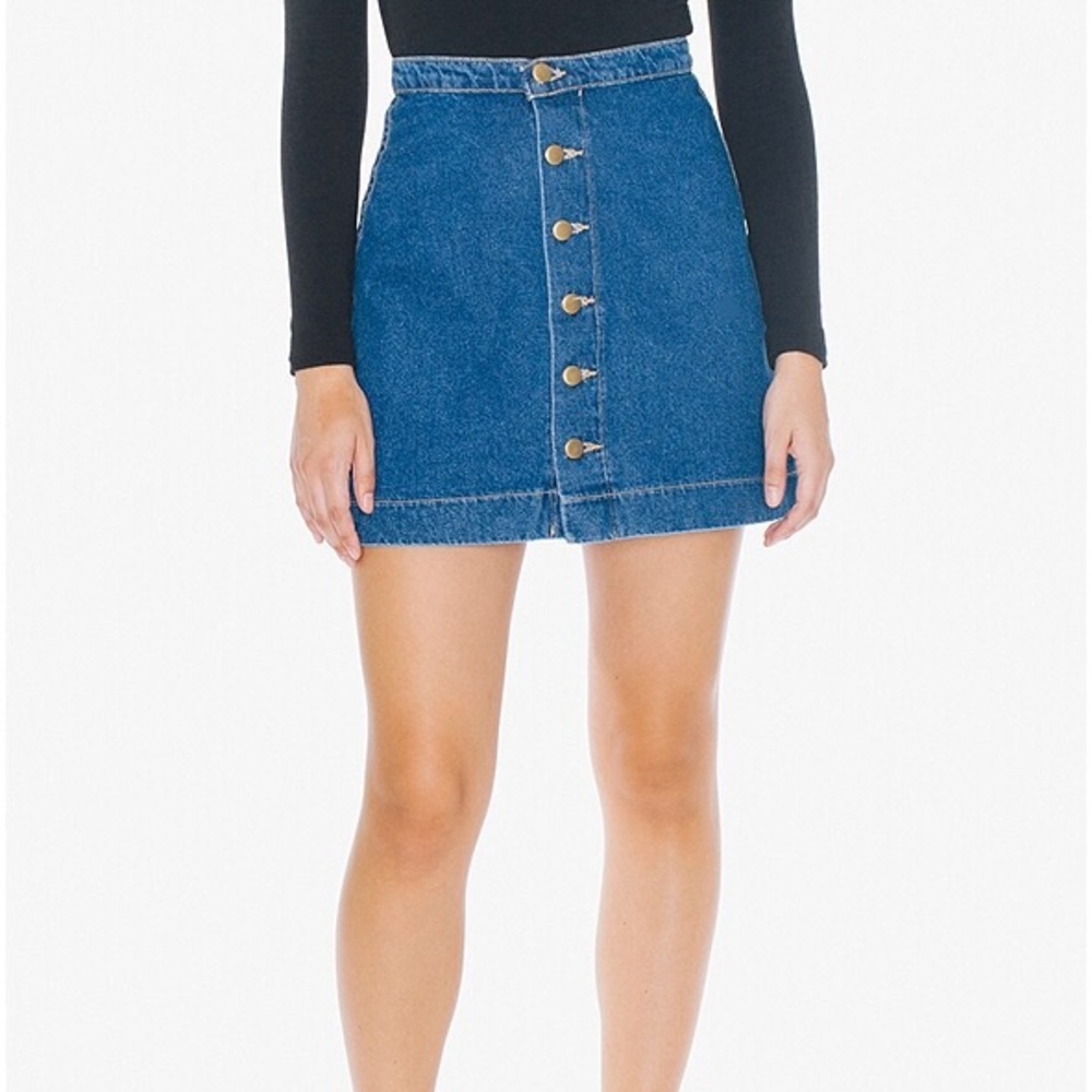 American Apparel Denim Button A-Line Mini Skirt