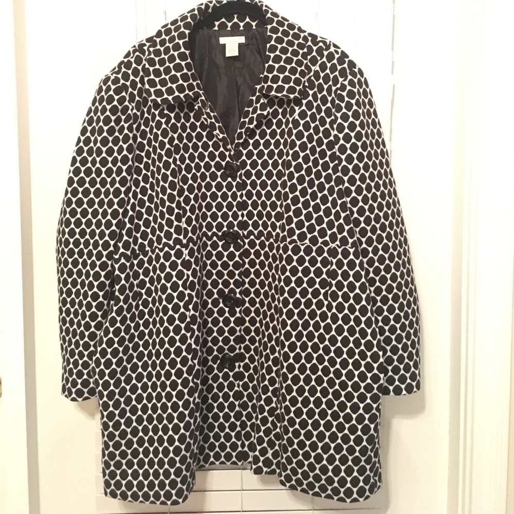 Black and White Polka Dot winter coat sz 2x