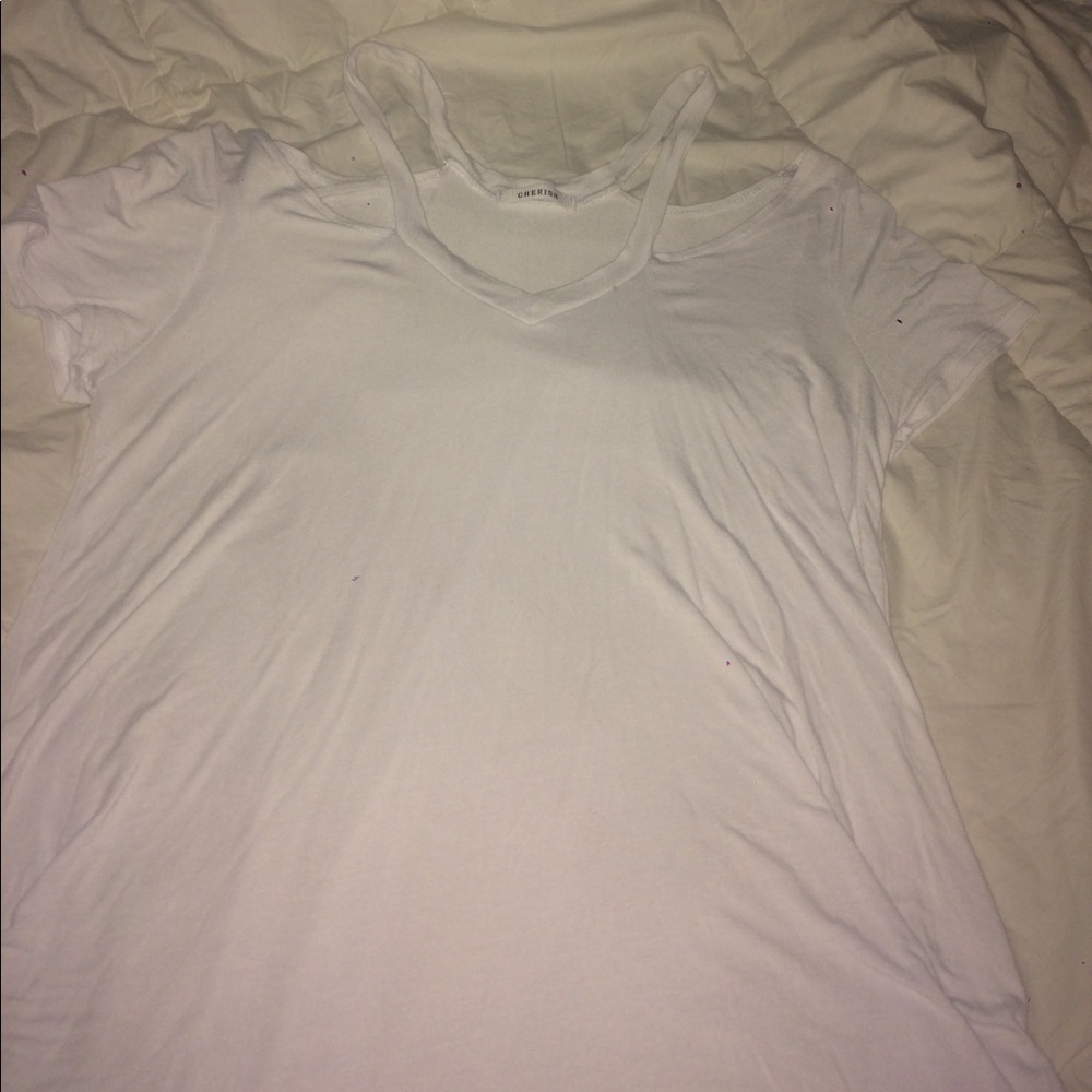 Off-The-Shoulder White T-Shirt Blouse