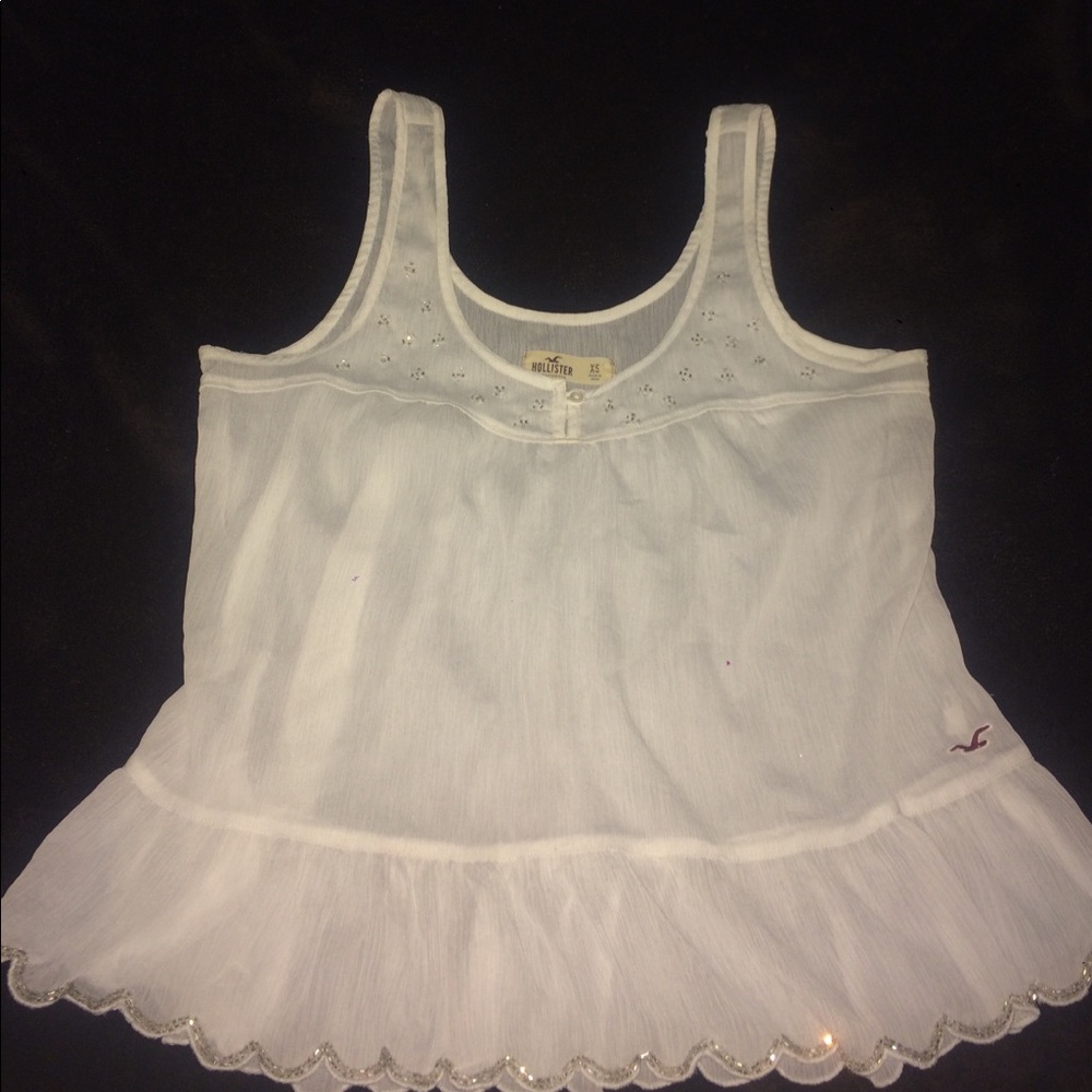 White Sheer Embellished Beaded Tank