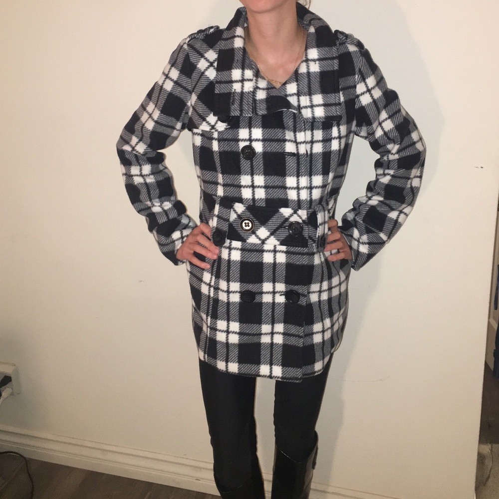 Love culture plaid pea coat