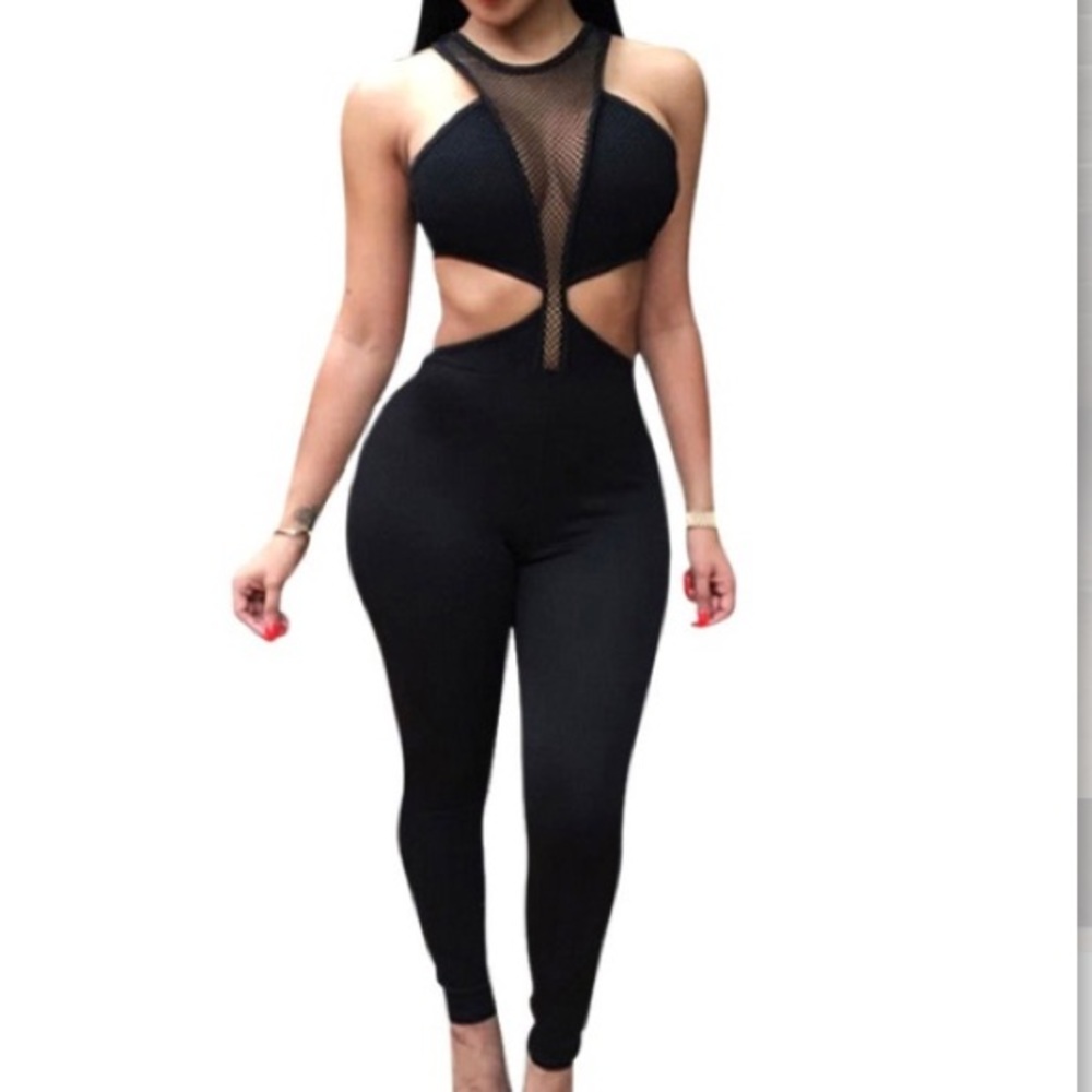 Black cut off jumpsuit