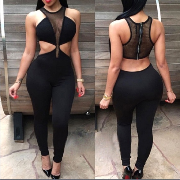 Black cut off jumpsuit - Picture 2 of 2