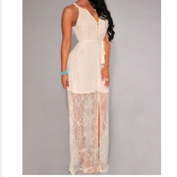 Dresses Boho Lace Sheer Maxi Dress Large Nwot Poshmark