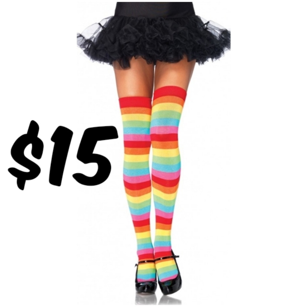 Thigh High Knit Stripe Rainbow Stockings Socks