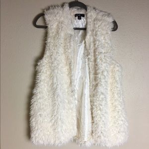 Off white faux fur vest